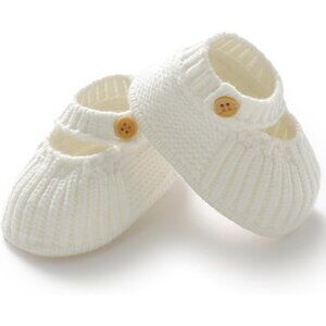 Newborn Infant Boy Girl White Crochet Knit First Walkers Soft Socks Shoes Boots